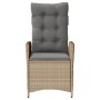 Sillones reclinables jardín y cojines beige mix 2 uds ratán PE