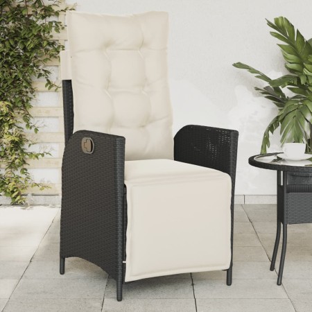 Sillón reclinable de jardín con reposapiés ratán PE negro en Sillas de jardín | Comprar online en Foro24