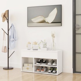 Banco zapatero de madera contrachapada blanco 80x30x45 cm