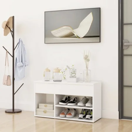 White plywood shoe bench 80x30x45 cm by vidaXL, Shoe racks and shoe organizers - Ref: Foro24-808747, Price: 50,48 €, Discount: %