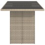 Mesa jardín superficie vidrio ratán PE gris claro 190x80x74 cm