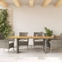 Mesa de jardín superficie de madera ratán PE gris 190x80x74 cm