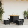 Set de muebles jardín 5 pzas con cojines ratán sintético negro