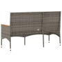 Banco de jardín 3 plazas con cojines ratán sintético gris
