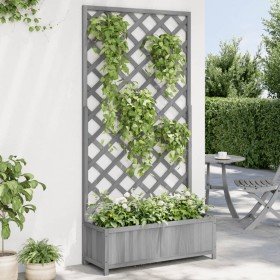 Jardinera con enrejado madera maciza de abeto gris Jardinera con enrejado madera maciza de abeto gris