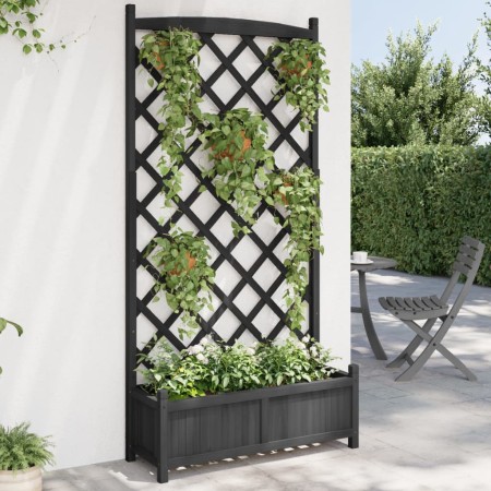 Jardinera con enrejado madera maciza de abeto negro