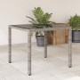 Mesa de jardín superficie de vidrio ratán PE gris 90x90x75 cm