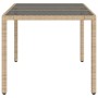 Mesa de jardín superficie de vidrio ratán PE beige 150x90x75 cm