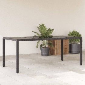 Mesa de jardín superficie de vidrio ratán PE negro 190x90x75 cm Mesa de jardín superficie de vidrio ratán PE negro 190x90x75 cm