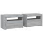 Bedside tables with LED 2 units sonoma gray 60x35x40 cm by vidaXL, Nightstands - Ref: Foro24-3144973, Price: 87,22 €, Discoun...
