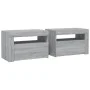 Bedside tables with LED 2 units sonoma gray 60x35x40 cm by vidaXL, Nightstands - Ref: Foro24-3144973, Price: 89,84 €, Discoun...