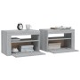 Bedside tables with LED 2 units sonoma gray 60x35x40 cm by vidaXL, Nightstands - Ref: Foro24-3144973, Price: 87,51 €, Discoun...