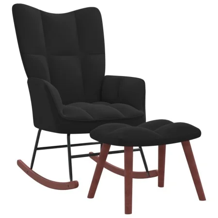 Schaukelstuhl mit Fußstütze aus schwarzem Samt von vidaXL, Schaukelstühle - Ref: Foro24-328156, Preis: 132,53 €, Rabatt: %