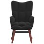 Silla mecedora con reposapiés terciopelo negro