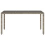 Mesa de jardín superficie de vidrio ratán PE gris 150x90x75 cm