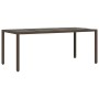 Mesa de jardín superficie de vidrio ratán PE marrón 190x90x75cm