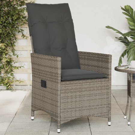 Sillón reclinable de jardín con cojines ratán sintético gris en Sillas de jardín | Comprar online en Foro24