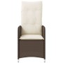 Sillones reclinables jardín con cojines marrones 2 uds ratán PE