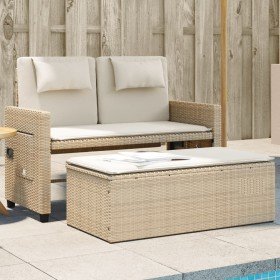 Sillón reclinable de jardín con cojines ratán sintético beige Sillón reclinable de jardín con cojines ratán sintético beige