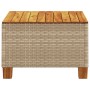 Mesa de jardín ratán sintético madera acacia beige 55x55x36 cm