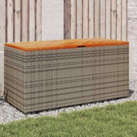 Caja de almacenaje jardín madera acacia ratán gris 110x50x54 cm