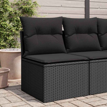 Silla de jardín sin brazos con cojines de ratán sintético negro en Sofás de exterior | Comprar online en Foro24