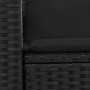 Sofá de jardín con cojines de 2 plazas de ratán sintético negro