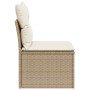 Sofá de jardín sin reposabrazos con cojines ratán PE beige en Sofás de exterior | Comprar online en Foro24