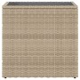 Mesa auxiliar jardín tapa vidrio ratán PE beige 58x27,5x55 cm