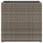 Mesa auxiliar jardín tapa vidrio ratán PE gris 58x27,5x55 cm