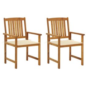 Sillas de jardín con cojines 2 unidades madera maciza de acacia
