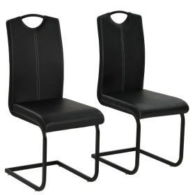 Freischwinger-Esszimmerstühle, 2 Einheiten, schwarzes Kunstleder von vidaXL, Essstühle - Ref: Foro24-246193, Preis: 156,96 €,...
