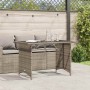 Mesa de jardín superficie de vidrio ratán PE gris 110x68x70 cm