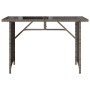 Mesa de jardín superficie de vidrio ratán PE gris 110x68x70 cm