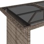 Mesa de jardín superficie de vidrio ratán PE gris 110x68x70 cm