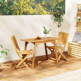 Conjunto de balcón 3 piezas madera maciza de acacia