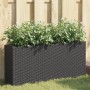 Jardinera con 2 maceteros de ratán sintético negra 90x20x40 cm en Maceteros y jardineras | Comprar online en Foro24
