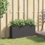 Jardinera con 2 maceteros de ratán sintético negra 90x20x40 cm en Maceteros y jardineras | Comprar online en Foro24