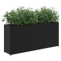 Jardinera con 2 maceteros de ratán sintético negra 90x20x40 cm en Maceteros y jardineras | Comprar online en Foro24
