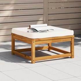 Taburete de jardín con cojines madera maciza de acacia