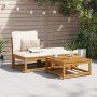 Set de muebles para jardín 3 piezas con cojines madera acacia