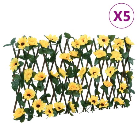 Enrejado expansible hiedra artificial amarillo 5 uds 180x20 cm