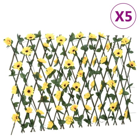 Enrejado expansible hiedra artificial amarillo 5 uds 180x60 cm
