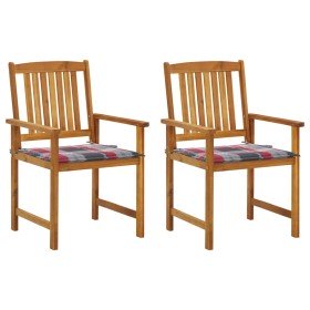 Sillas de jardín con cojines 2 unidades madera maciza de acacia
