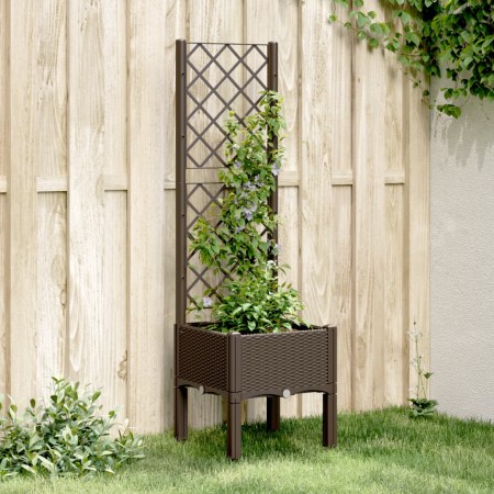 Jardinera con enrejado PP marrón 40x40x142 cm en Maceteros y jardineras | Comprar online en Foro24