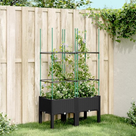 Jardinera con enrejado PP negro 80x40x142,5 cm