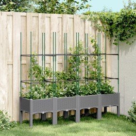 Jardinera con enrejado PP gris claro 160x40x142,5 cm Jardinera con enrejado PP gris claro 160x40x142,5 cm
