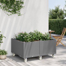 Jardinera con ruedas PP gris claro 100x80x54 cm Jardinera con ruedas PP gris claro 100x80x54 cm