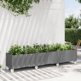 Jardinera con ruedas PP gris claro 240x50x54 cm en Maceteros y jardineras | Comprar online en Foro24