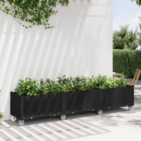 Jardinera con ruedas PP negro 240x50x54 cm en Maceteros y jardineras | Comprar online en Foro24